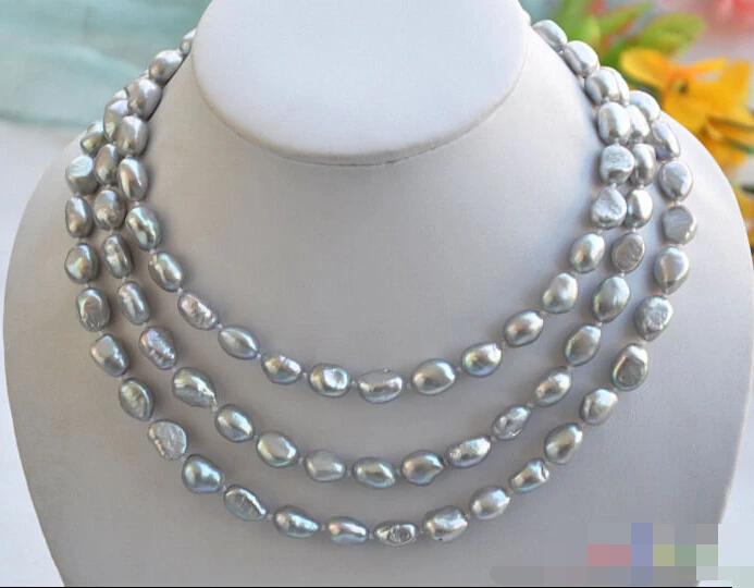 

FREE SHIPPING>>>@@ > 0621 gray baroque freshwater cultured pearl necklace
