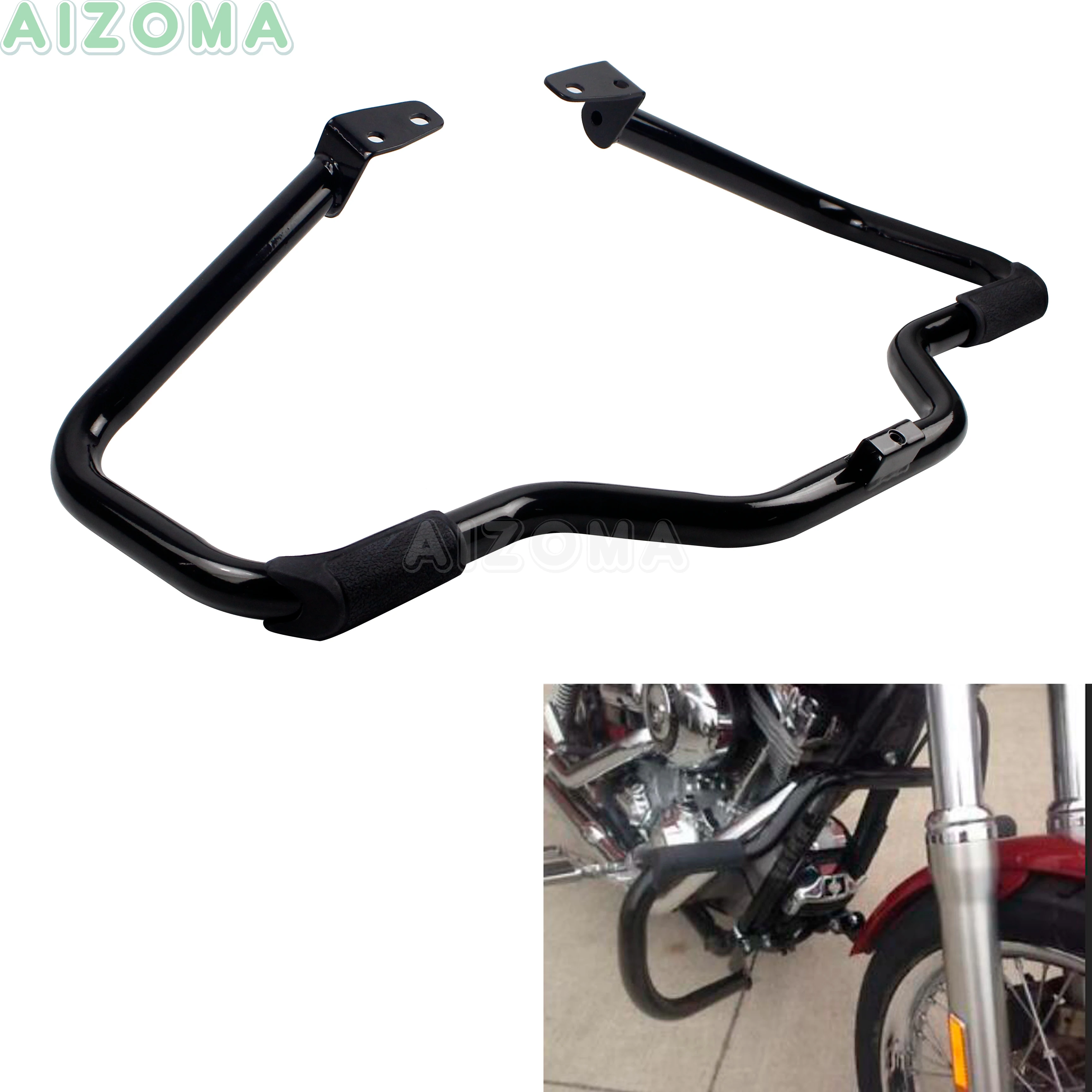 

Black Motorcycle Iron Highway Engine Guard Crash Bar For Harley Dyna Low Rider Super Glide FLD FXD Street Fat Bob 2006-2017