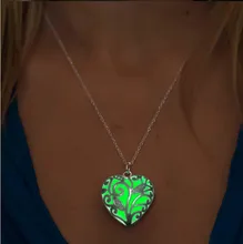 New Glow In The Dark Locket Silver Hollow Glowing Stone font b Pendant b font Statement