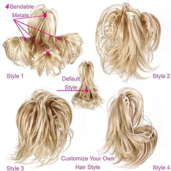 S-noilite High Temperature Fiber Hairpieces Long Wavy Synthetic Claw Clip Ponytail Hair Extensions for Women Black Brown 5