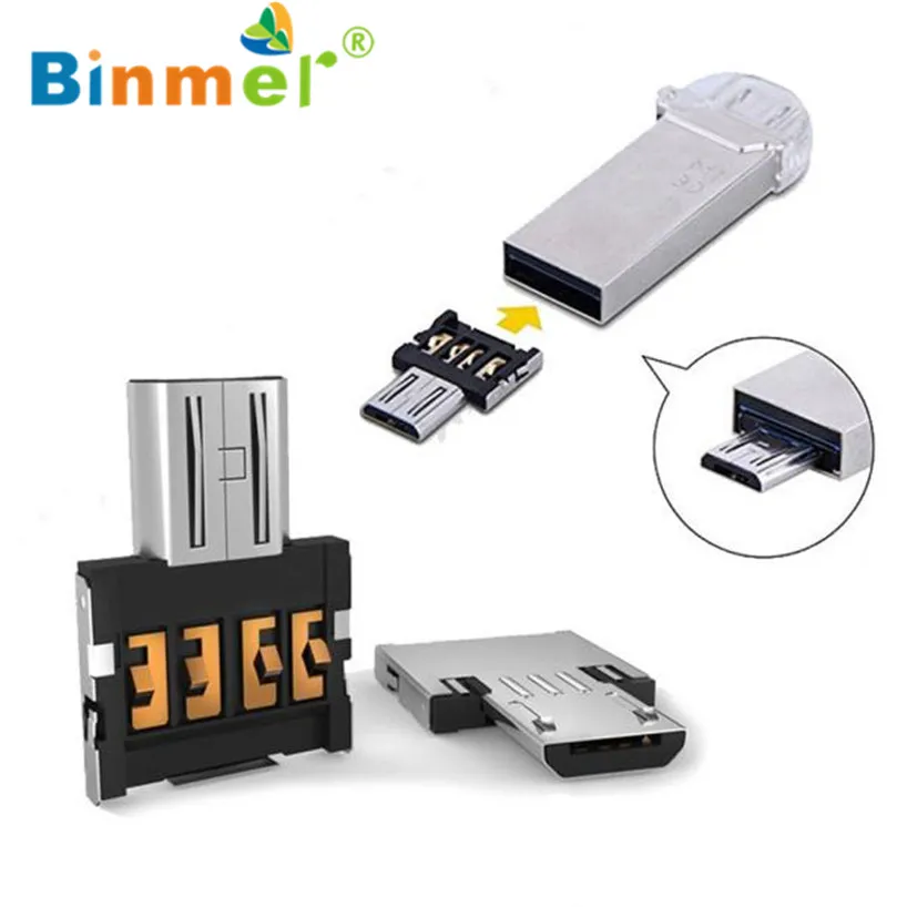 Binmer 2017 Бесплатная доставка 2 шт. микро USB штекер гнездо OTG адаптер конвертер для