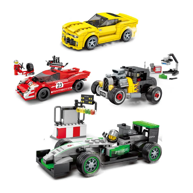 

2019 speed champion city luxury sports car series Racing model mini racer DIY Figures building blocks Toy For Kid Gifts