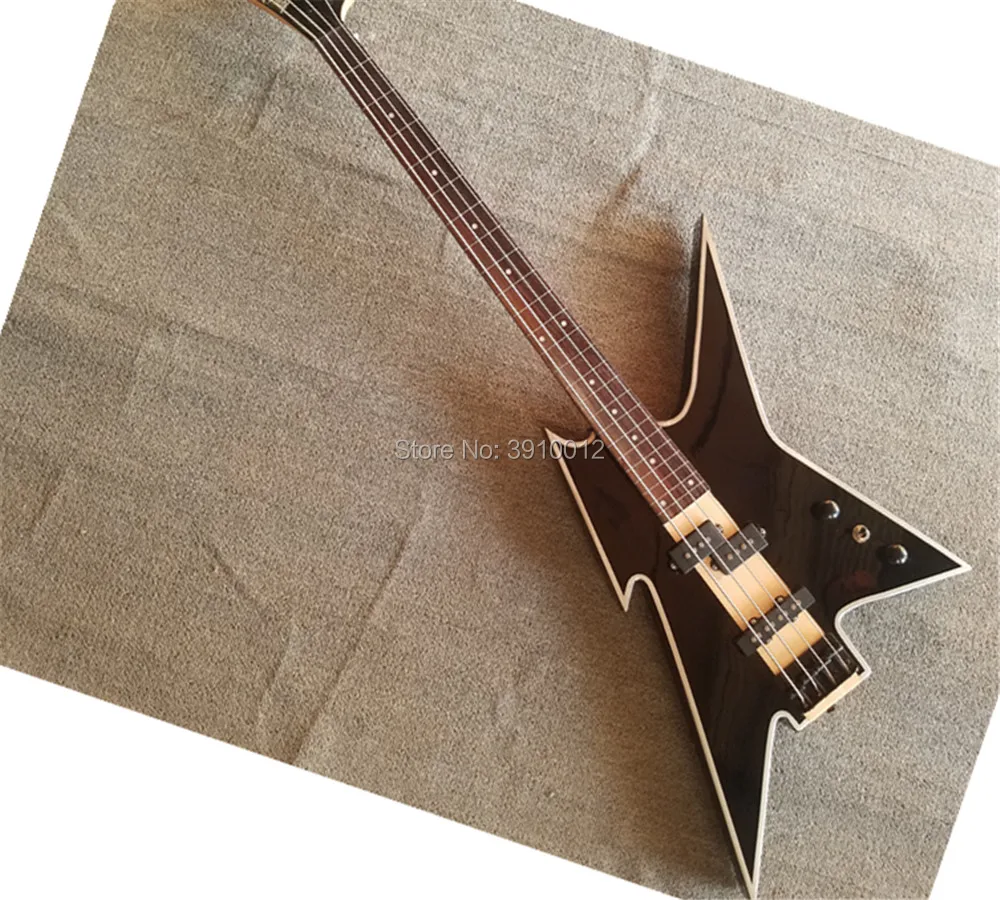 top quality  custom neck through mahogany lightning body bass 4 strings electric bass guitar.