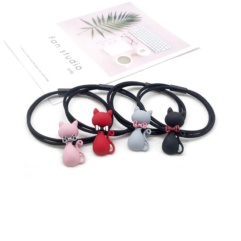 

High Elastic Hair Bands Creative Cartoon Hair Ties Sweet lovely Cats Alloy Hair Ropes For Girls Ponytail Holder Hair Accessories
