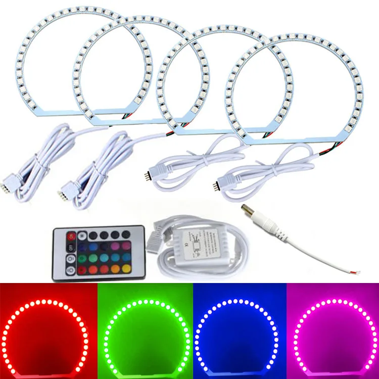 

4x 131MM 5050SMD Multi-Color RGB LED Angel Eyes 1992-2006 For BMW E36 E46 E39 E38 3 5 7 Series Halo Ring Kit Headlights