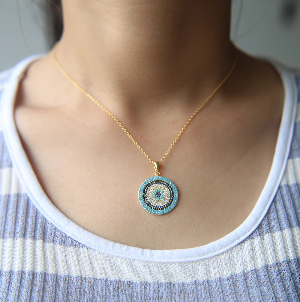 2017 925 sterling silver high quality turquoisesa micro pave AAA big disco pendant women pendant necklace