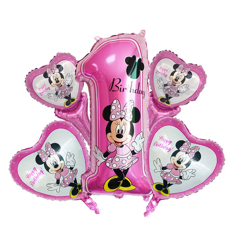 5 шт. Детская Игрушка Микки Маус воздушный шар воздушные шары в форме Микки, Минни День Рождения украшения дети ребенок душ шар шары - Цвет: pink