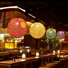 American Village Restaurant Bar Cafe Bedroom Lamp Nordic Simple Knitting Wool Sesame Ball Chandelier
