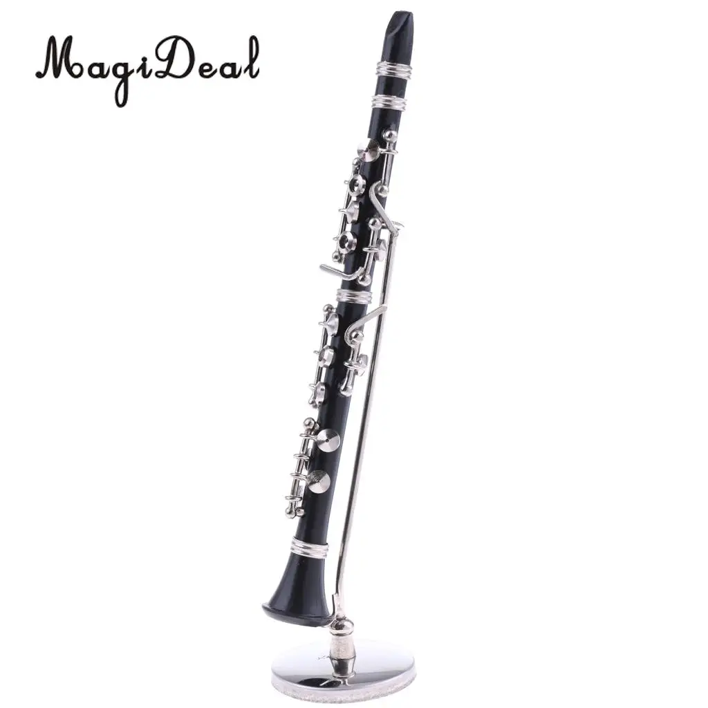 Miniature ABS Plastic Black Clarinet Musical Instrument with Box for 1/12 Dollhouse Music Room Table Decor Children Toy Gift