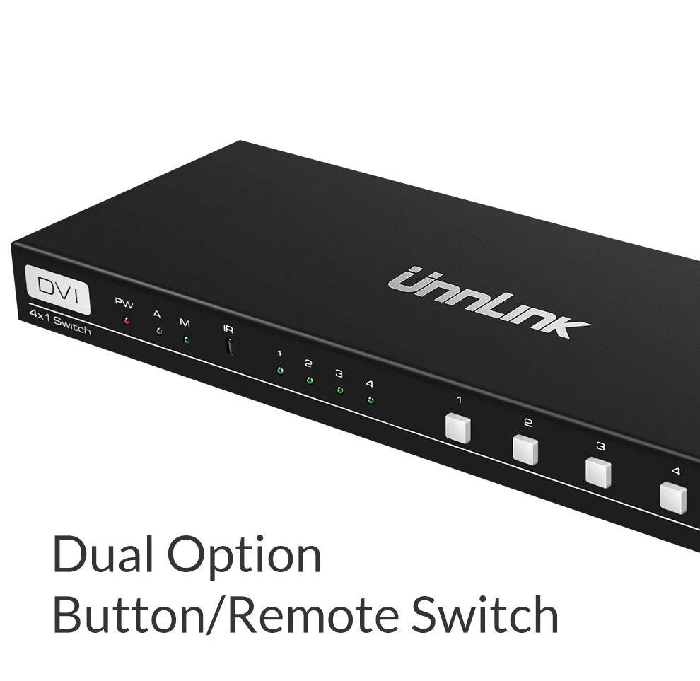 Unnlink переключатель DVI 4X1 4 порта DVI 4 в 1 выход UHD4K FHD1080P с ИК-пультом дистанционного управления коммутатор для проектора монитора компьютера хост