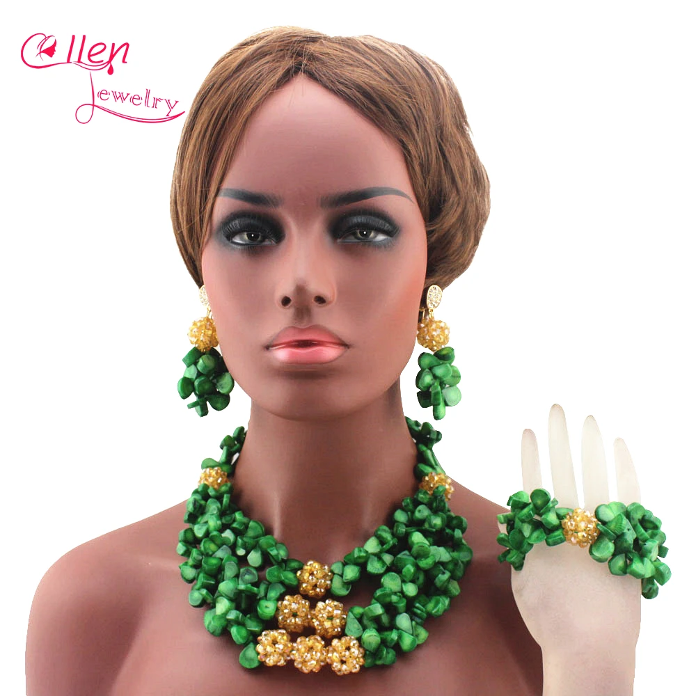 Amazing Green African Coral Beads Jewelry Set Real Natural Green Coral