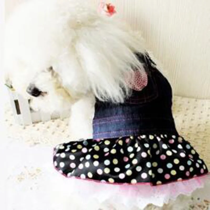 Одежда для домашних животных милая джинсовая юбка в форме сердца юбка на бретельках для собак весенне-летнее платье для собак чихуахуа Бишон DC826
