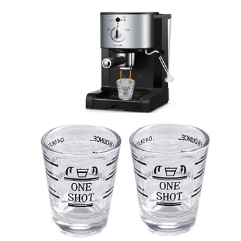 

2Pcs 45ml 1.5oz Clear Glass Jigger Measuring Cup with ml oz 2 Measurement Unit for Home Espresso Wine Tools