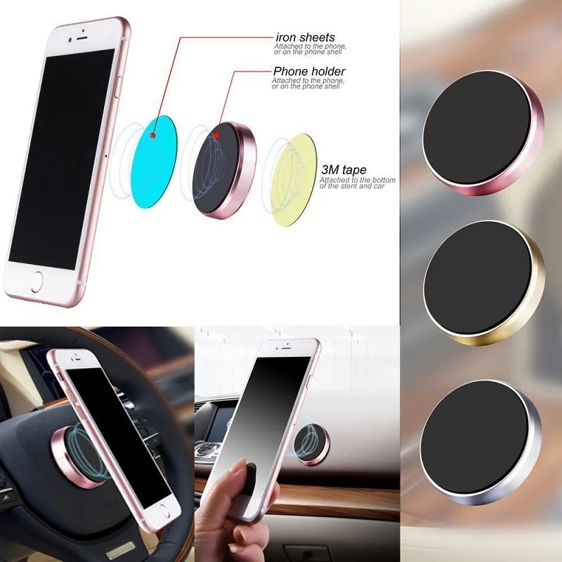 Metal-Universal-Car-Mobile-Phone-Holder-Magnet-Aluminum-Cell-Phone-Magnetic-Plate-Silicone-Sucker-Mount-Stand