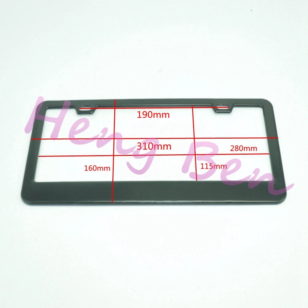 HB 2pcs Universal USA License Plate Frame Stainless Steel Black Durable Rust Protection for Vehicles