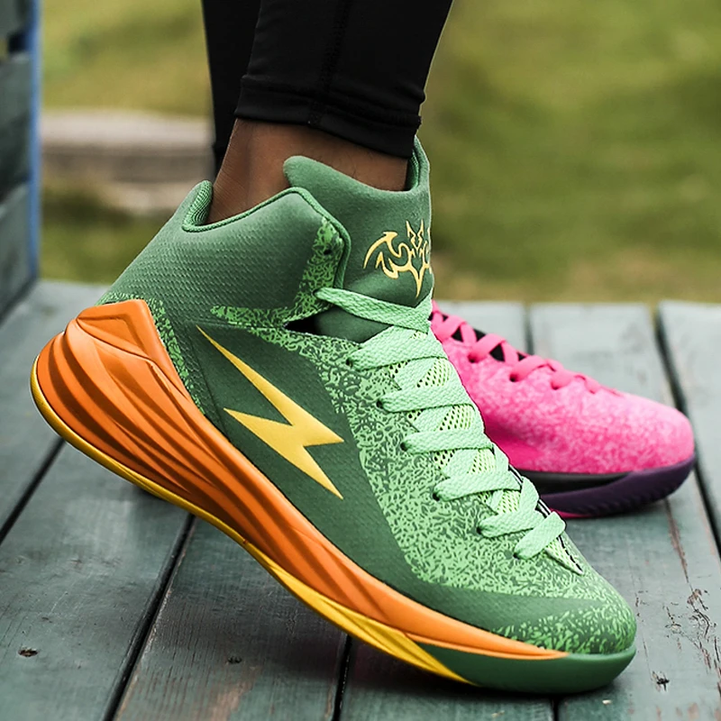 Big Size 39 45 Men Sport Basketball Shoes Mandarin Duck High Top