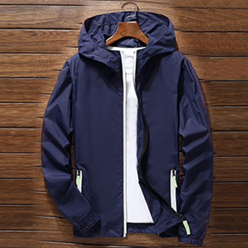 Oversize Men Windproof Cycling Jackets Male Male's Zip Thin Coat 2018 Autumn Sport Outdoor Hooded Waterproof Jackets Sportwear