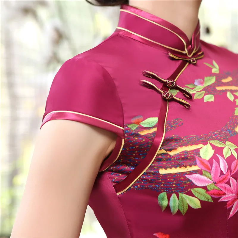 Шанхай история долго Cheongsam из искусственного шелка китайский высокое Разделение Qipao платье двойной Слои Винтаж платье Чонсам тонкий