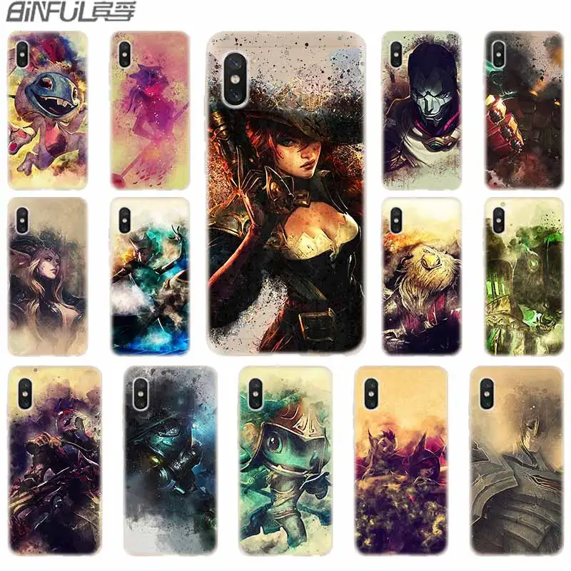 

cover soft Silicone TPU Case For Xiaomi Mi 8 A2 A3 Lite 9 5X 6X F1 Mix 2s Max 3 Redmi Note7 pro Xayah Rakan caitlyn LOL