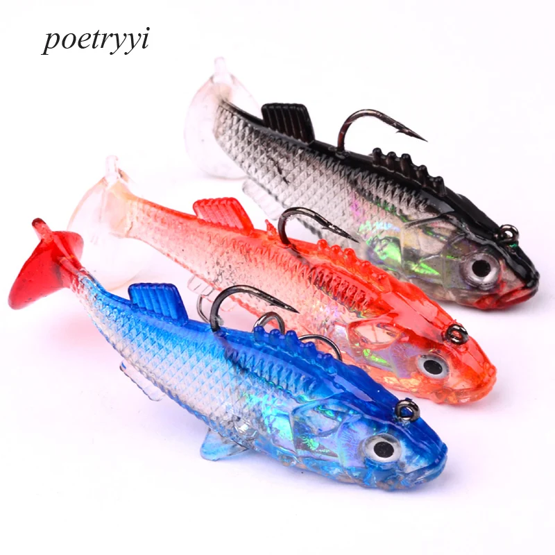 

POETRYYI 7.6cm 15.7g Lead fish Long Tail Fishing Lure bass Soft bait Carp with Treble Tackle Hooks Fishing Accessories 30