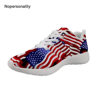 

Nopersonality Classic USA Flag Print Flats Casual Spring Autumn Mesh Sneakers for Women Breathable Personalized Ladies Mesh Flat