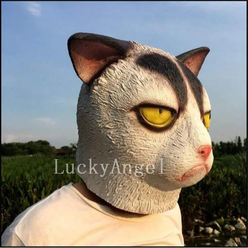 Haute Qualité Blanc En Colère Noir Chat Masque Complet Tête