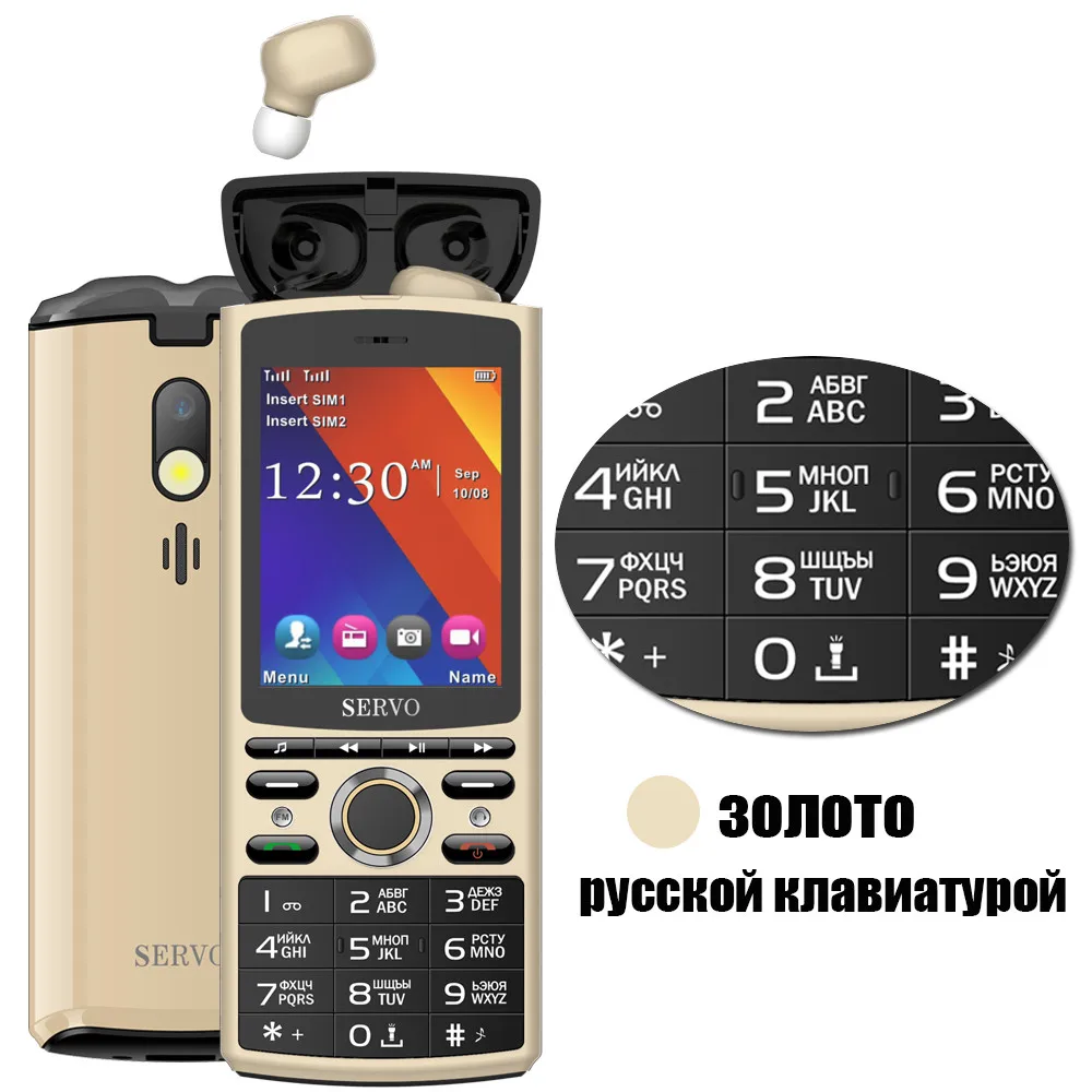 SERVO R25 2," мобильный телефон две sim-карты с Bluetooth 5,0 TWS беспроводные наушники 6000 мАч power Bank GSM WCDMA GPRS мобильный телефон - Цвет: Glod Russia button