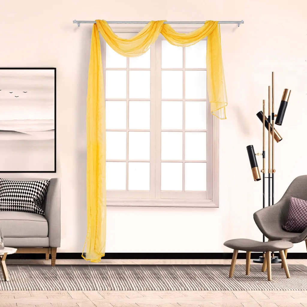 500x90 см вуаль Cortina Painel Cortinas из прозрачного тюля Pelmet Valance Guirlandas Todas As Cores Swag cortina de porta