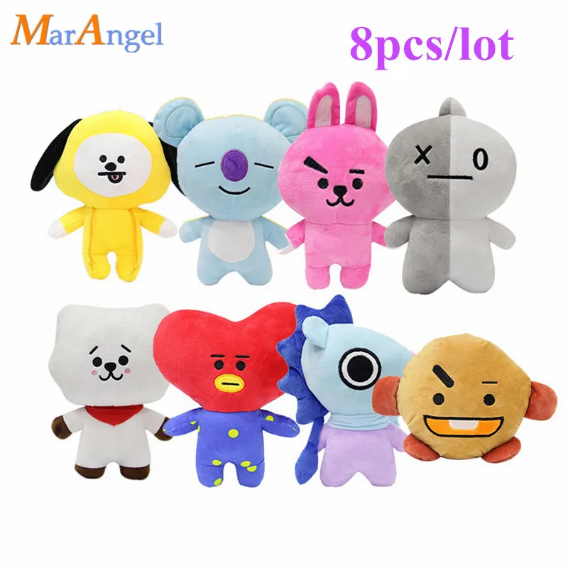 

8pcs/lot 20cm Kawaii Bangtan Boys BTS bt21 Pillow Plush Toy TATA VAN COOKY CHIMMY SHOOKY KOYA RJ MANG Gift For Children Kids