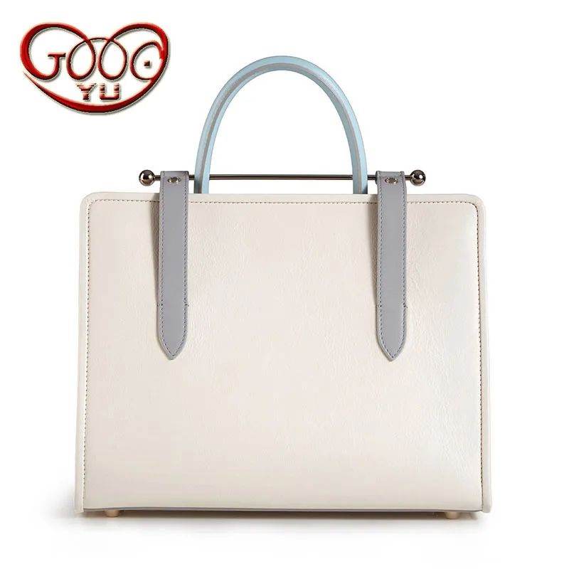 

Korean version of the style cross-section handbag metal rod handbag fashion wild hit color leather bag shoulder bag diagonal cro