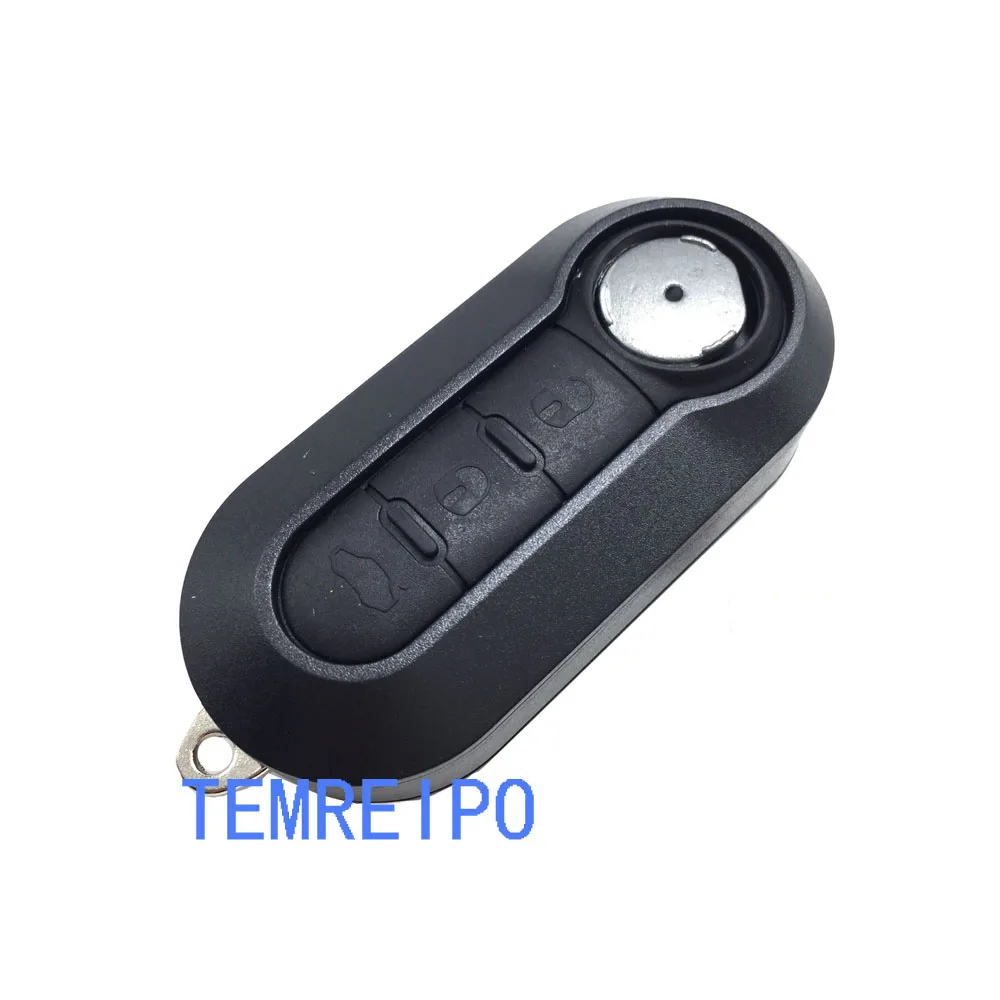 

10pcs/lot Folding replacement key blank for Fiat 500 car 3 button modified flip remote key shell with battery holder on side
