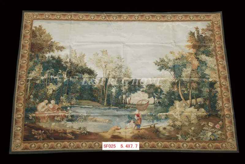 

Free Shipping 5.4'x7.7' Handmade wool aubusson tapestry gobelin carpet, wall hanging tapestry wool tapestry paintings