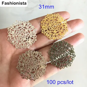 

Big Filigree Metal Stamping Settings,31mm Gold-color,Steel,Silver-color,Bronze Filigree Jewelry Links - Free Shipping,100 pcs