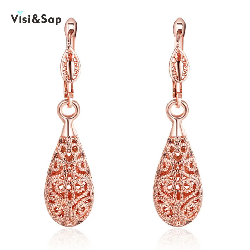 

Visisap Vintage Hollow Flowers Pattern Drop Earrings For Women Water Drop Dangle Earring Arab Lovers Gift Trendy Jewelry VLKE016