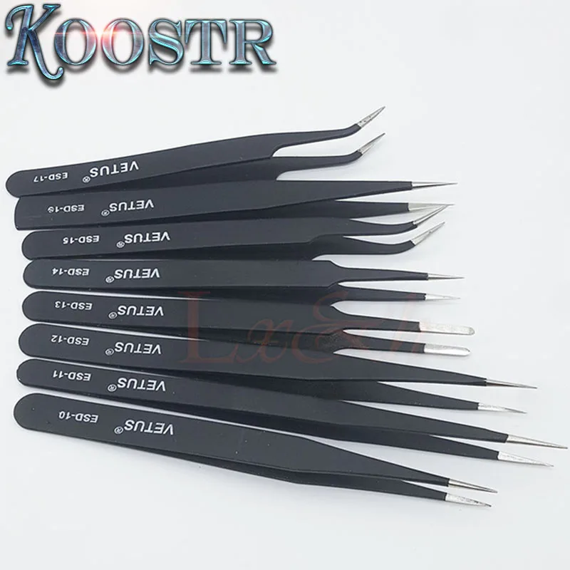 

Free Shipping Good Quality Anti-static ESD 10-17 Tweezers Set For Soldering Station Welding Assist Tools 8pcs/lot