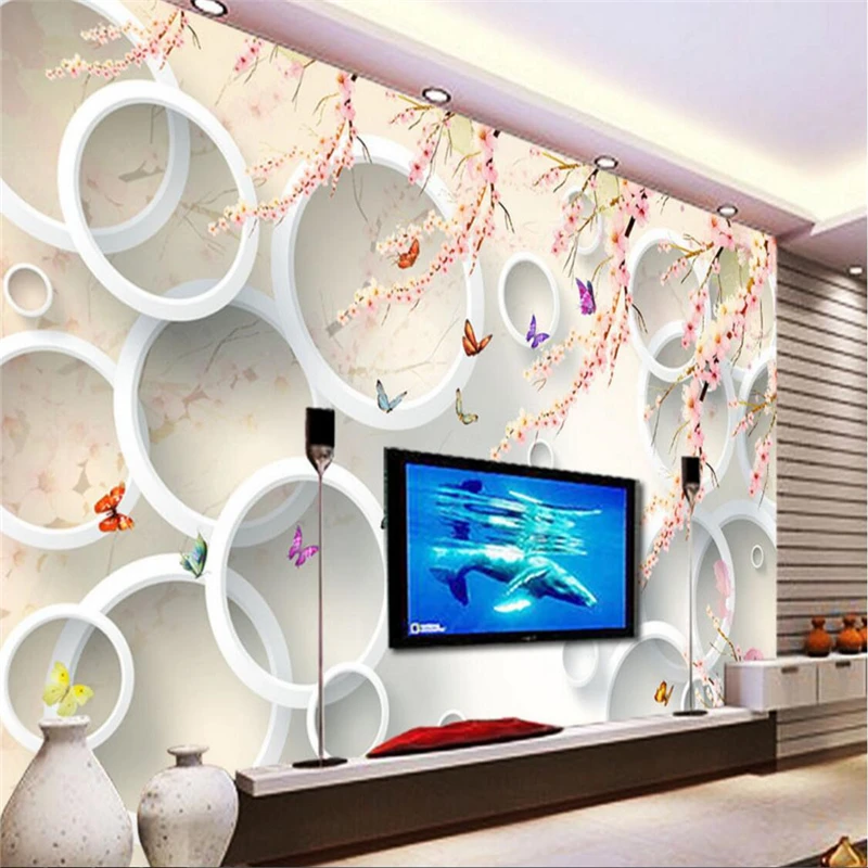 

beibehang wall murals wall stickers peach butterfly 3D stereo TV background wall papel de parede wallpaper for walls 3 d