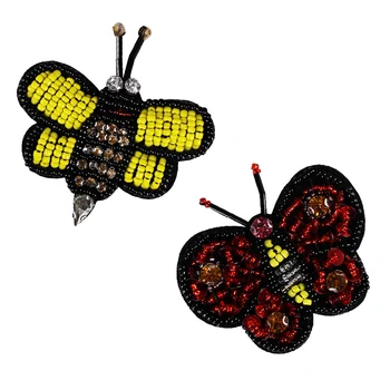 

10piece Craft Beads Bee Butterfly Diamond Patches Rhinestones Applique Embossing Badge for Brooch Clothes Decorated Sewing TH820
