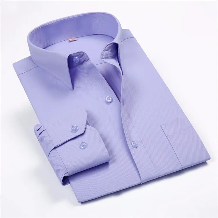 Большой Размеры S-4XL мужская деловая рубашка Весенняя мода Повседневное с длинным рукавом однотонные Цвет Саржа высокое качество мужские рубашки M030