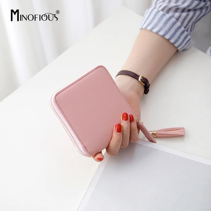 Кошелек MINOFIOUS Женский однотонный кошелек из искусственной кожи женский короткий