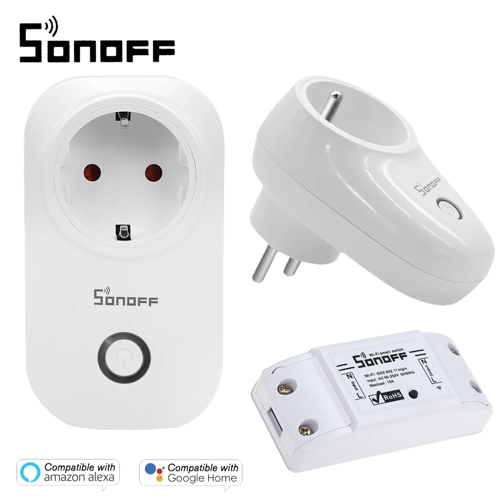 Умная розетка Sonoff S26 S20 2 шт./лот Wi-Fi датчик SONOFF DR DIN-рейка DW1 433 МГц беспроводной