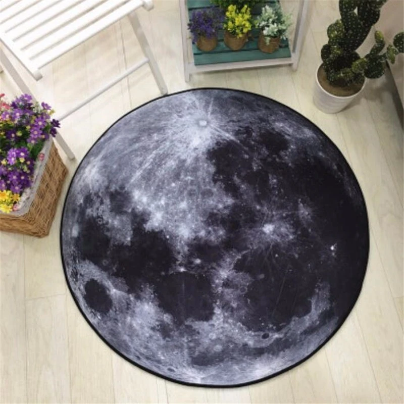 Creative 3D Carpet Chair Floor Earth Moon Round Rug Yoga Mat Room Mat Home Decor 