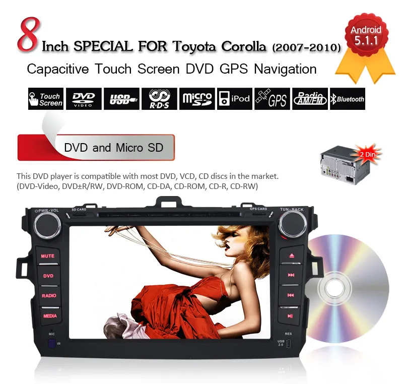 Best Quad Core 1024*600 HD Double 2 Din Android 5.1.1 Car GPS Navigation For Toyota Corolla Car DVD Player car Radio Head Unit+mic 0 Best Quad Core 1024*600 HD Double 2 Din Android 5.1.1 Car GPS Navigation For Toyota Corolla Car DVD Player car Radio Head Unit+mic 0