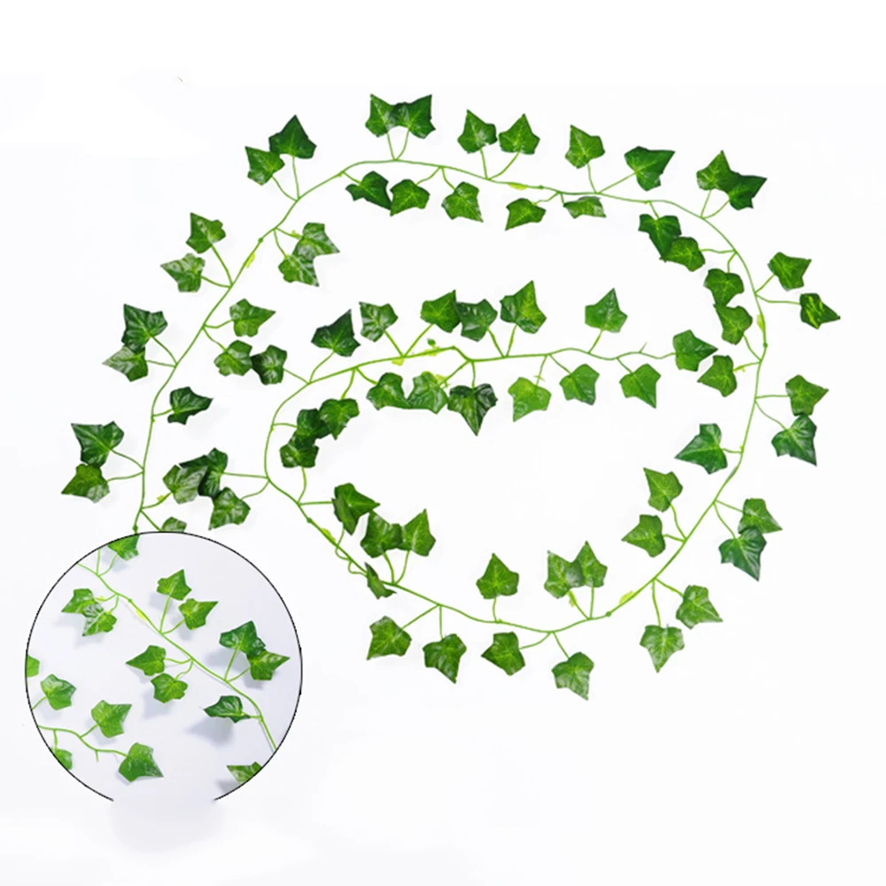

1pcs Hanging many Leaves Artificial Ivy Vine Fake Foliage Spring Green Flower Leaf Garland Plant Decor 2M Length