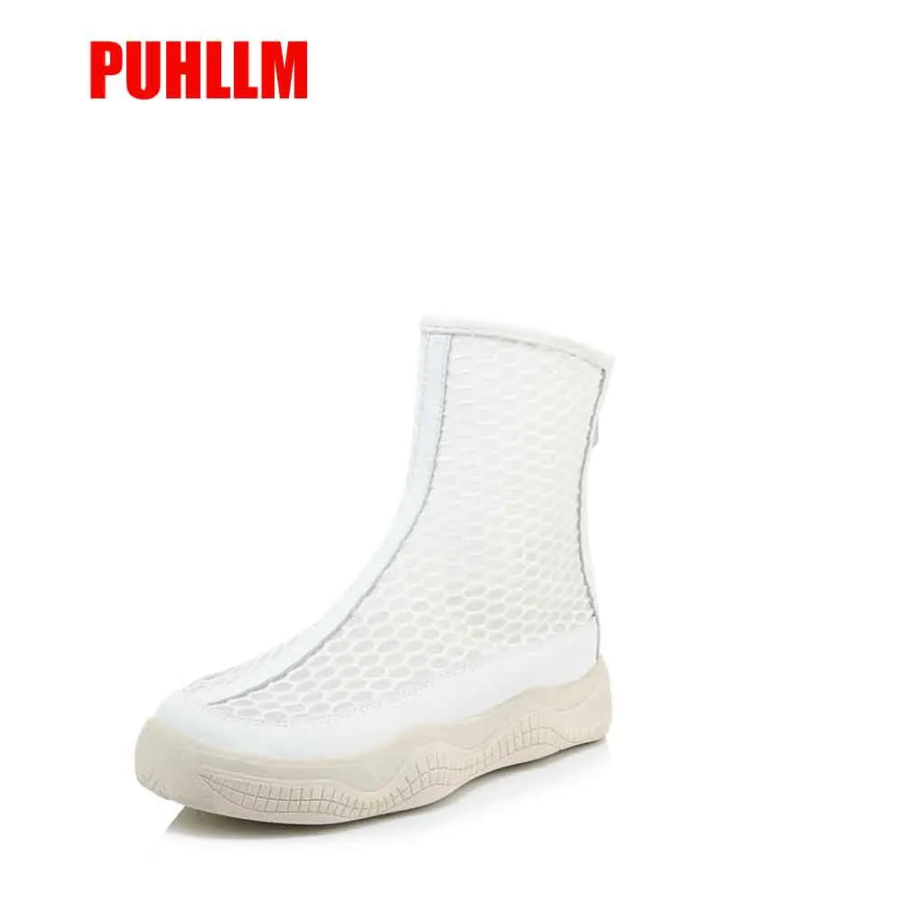 

2019 summer mesh fashion boot round head flat with increased mesh in the mesh boots breathable non-slip wear-resistant sole boot