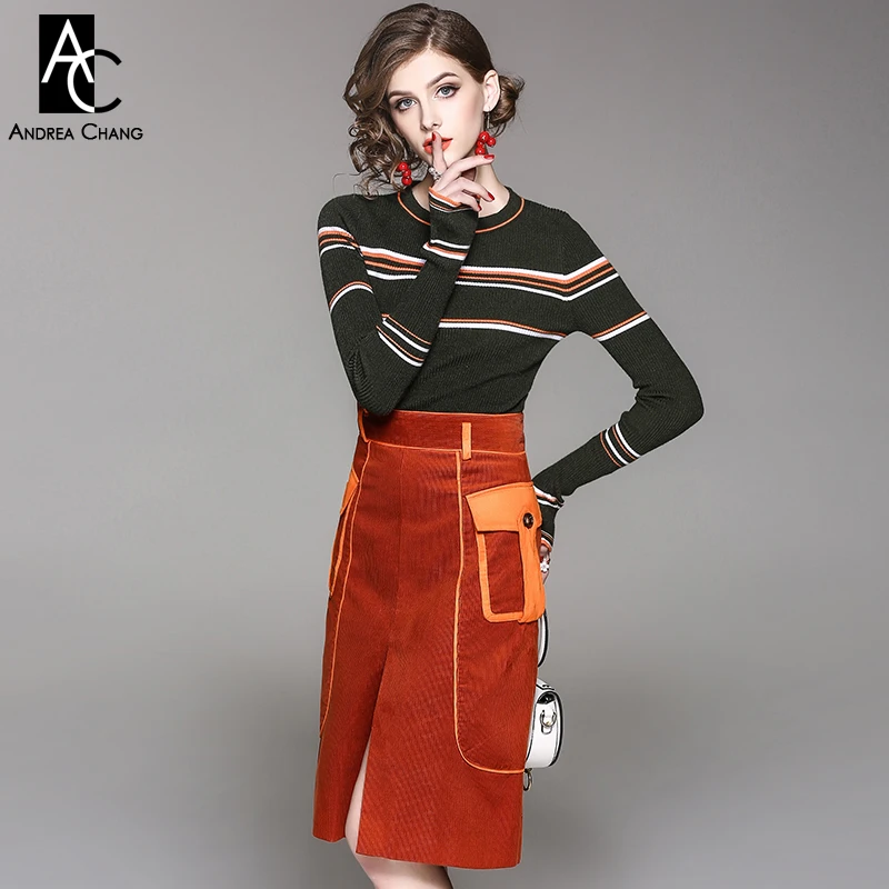 orange skirt outfit winter