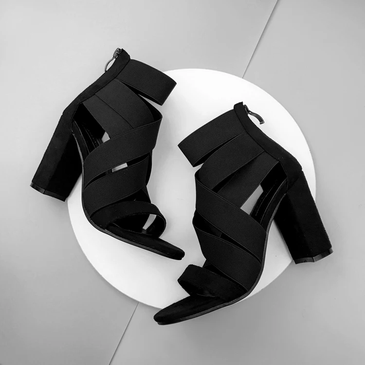 

Liren 2019 Summer Fashion Gladiator Sandals Women Party Sexy Lady Sandals Cross-tie Zip Square High Heels Open Toe Women Sandals