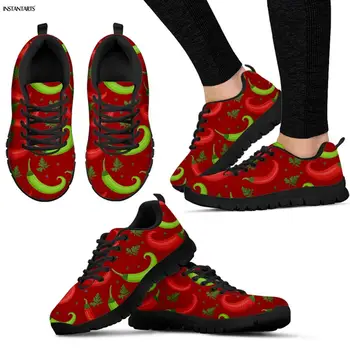 

INSTANTARTS Chile Red Pepper Printed Sports Shoes Woman Outdoor Walking Running Shoes Breath Light Adult Gym Air Mesh Sneakers
