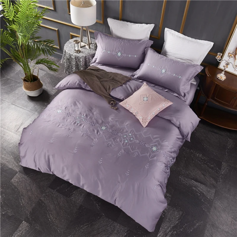 

New Long-Staple Cotton European Embroider Bedding Sets Flowers all the way Duvet Cover+Bed Sheet+Pillowcases