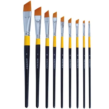 

MEEDEN Angular/ Flat Paint Brushes Set Golden Nylon for Oil Acrylics Watercolor and Gouache Color Painting