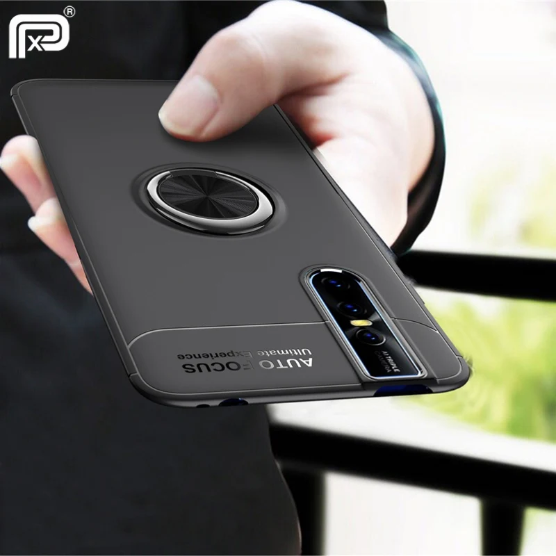 Metal Finger Ring Case For VIVO V15 Pro Phone Case Matte Soft TPU Silicone Back Cover For VIVO V15 V15 Pro Car Holder Fundas